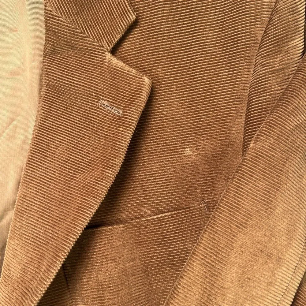 Henry Jacobson Corduroy Sport Coat  44R Brown Hand Tailored Jacket Elbow Patches